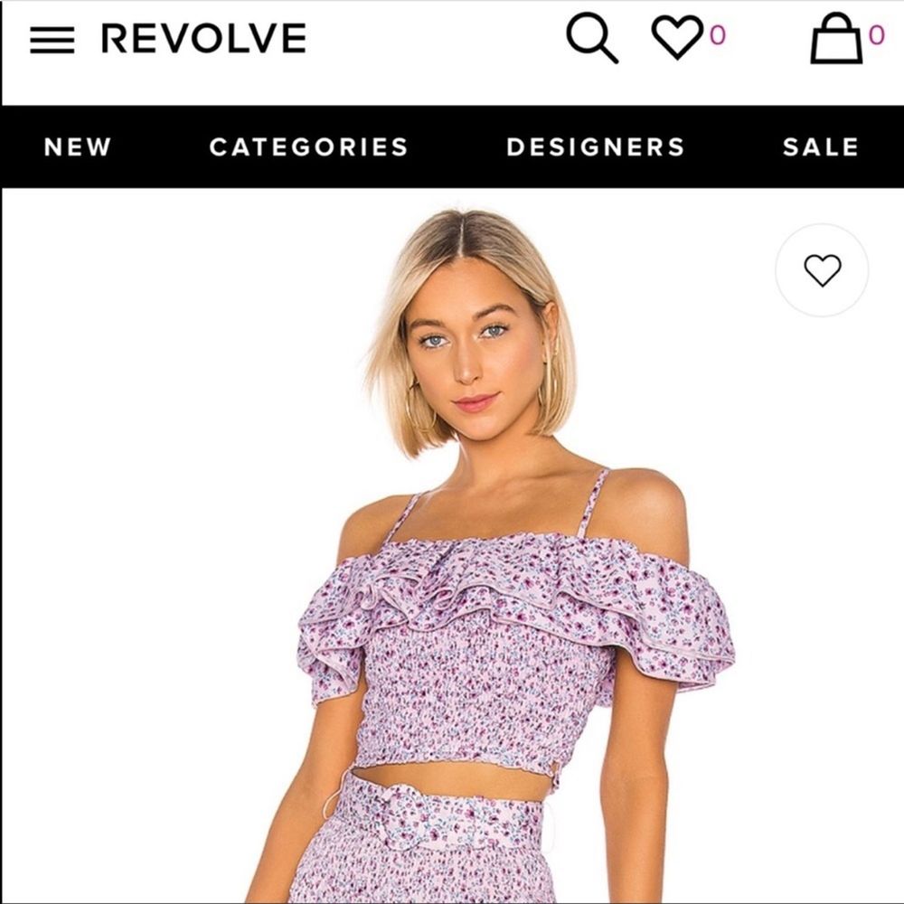 NICHOLAS X REVOLVE Smocked Crop Top in Pink Poppy